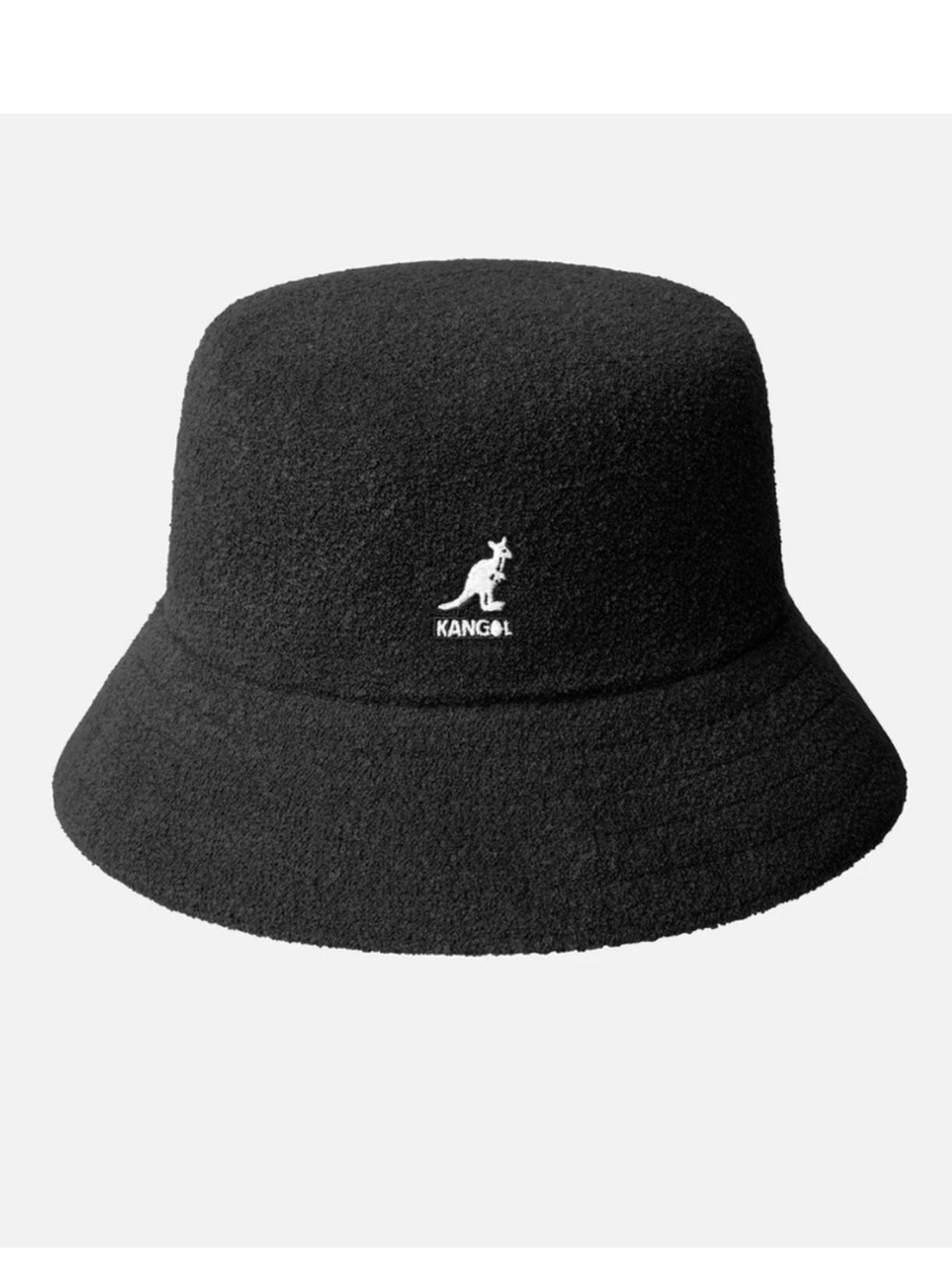 Kangol Black Terry Bucket Hat with White Embroidered Logo